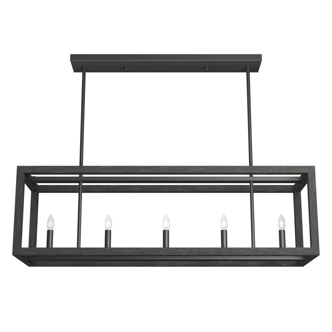 Squire Manor Five Light Linear Chandelier in Matte Black
