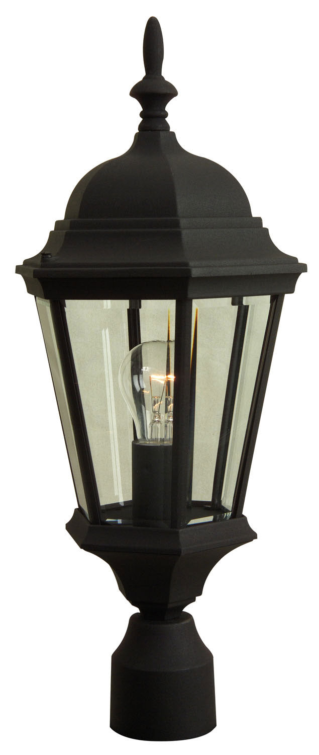 Straight Glass Cast One Light Post Mount in Textured Black