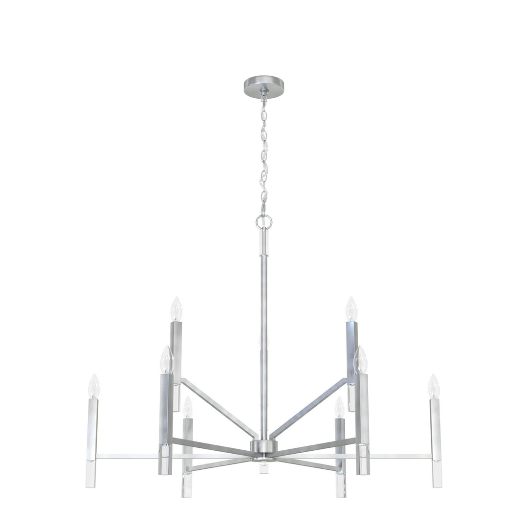 Sunjai Nine Light Chandelier in Brushed Nickel