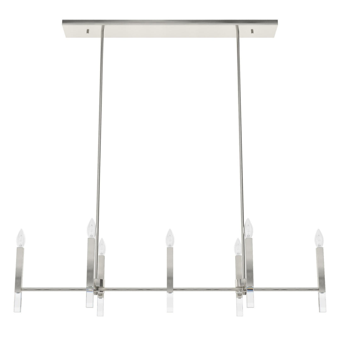 Sunjai Seven Light Linear Chandelier in Brushed Nickel
