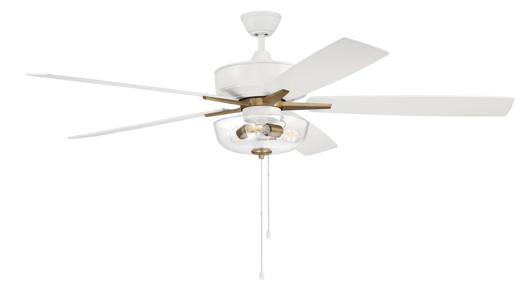 Super Pro 101 60" Ceiling Fan in White/Satin Brass