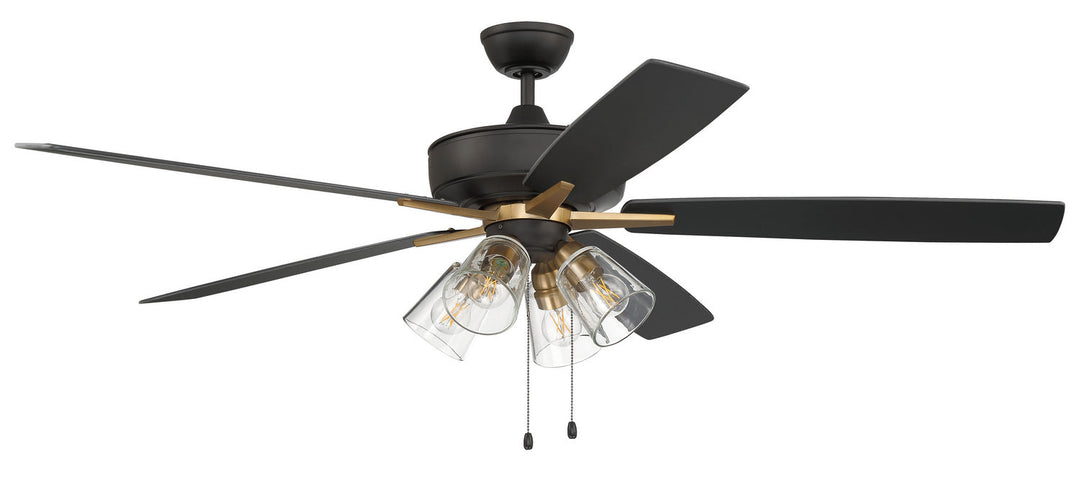 Super Pro 104 60" Ceiling Fan in Flat Black/Satin Brass