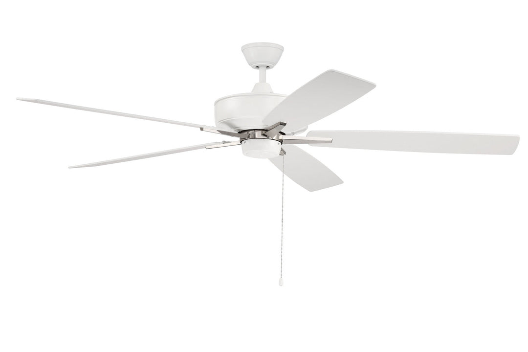 Super Pro 60" Ceiling Fan in White/Polished Nickel