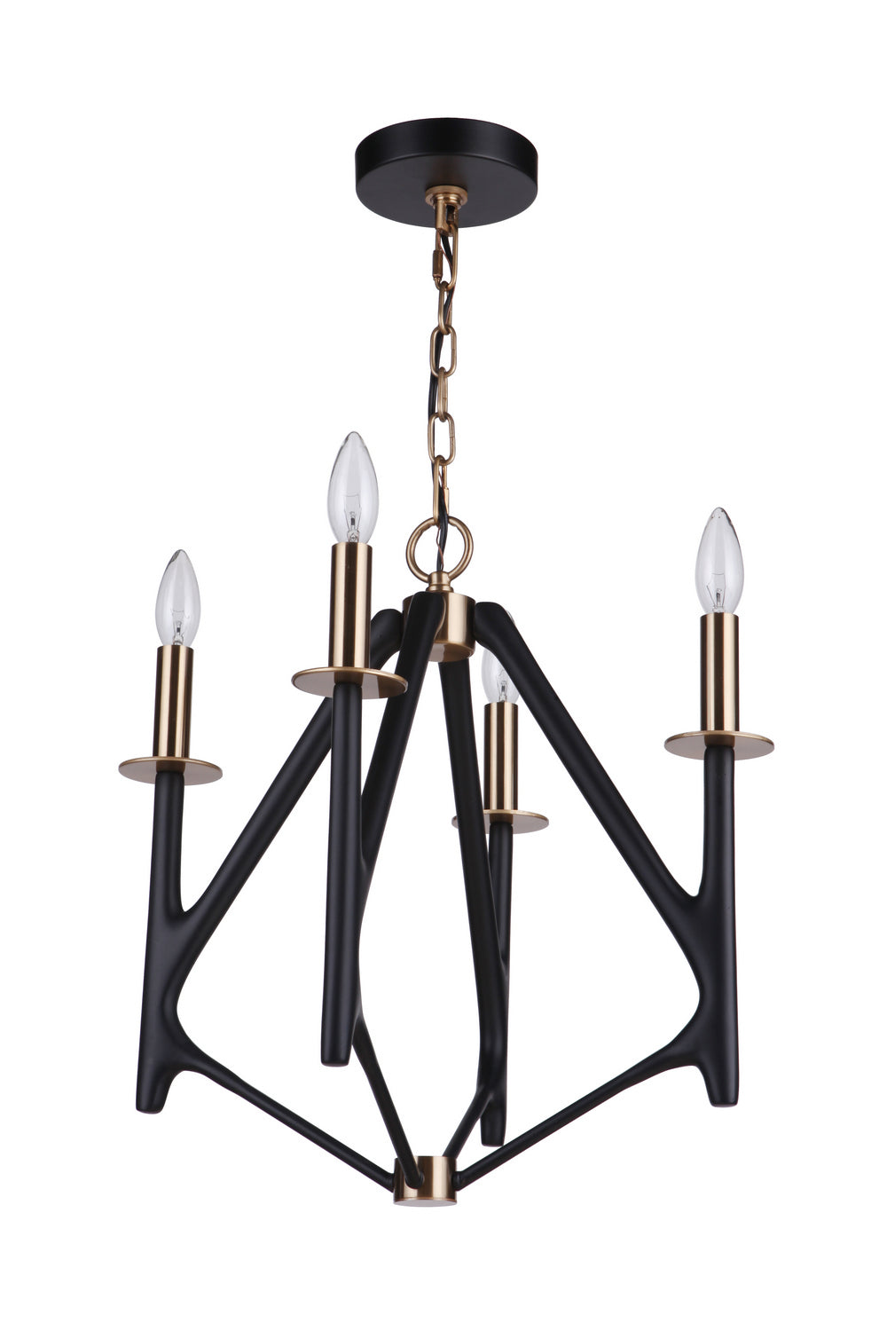 The Reserve Four Light Chandelier in Flat Black/Painted Nickel