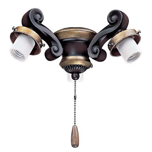 Three Light Fan Light Kit in Golden Walnut