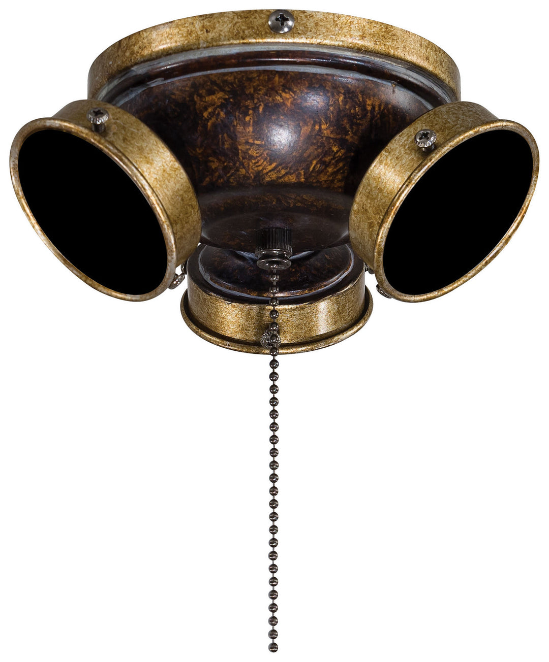 Three Light Fan Light Kit in Mottled Copper W/ Gold Highlights
