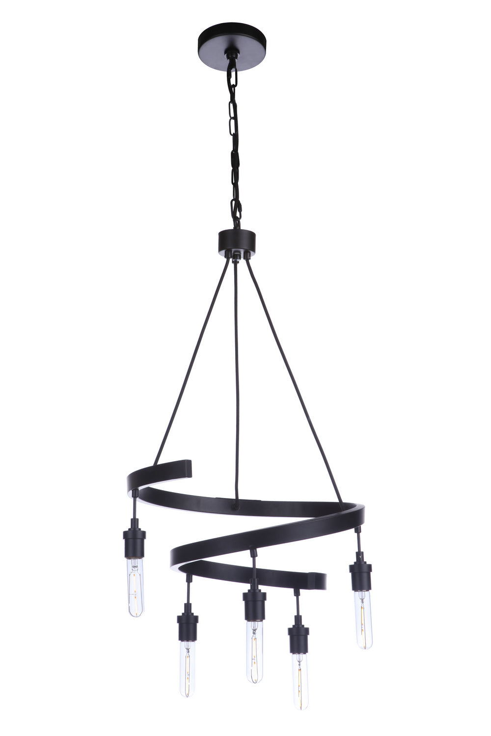 Tranquil Five Light Chandelier in Flat Black
