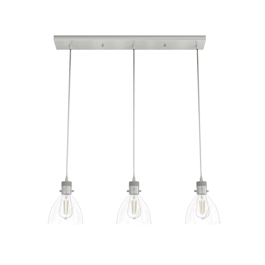Van Nuys Three Light Linear Cluster in Brushed Nickel