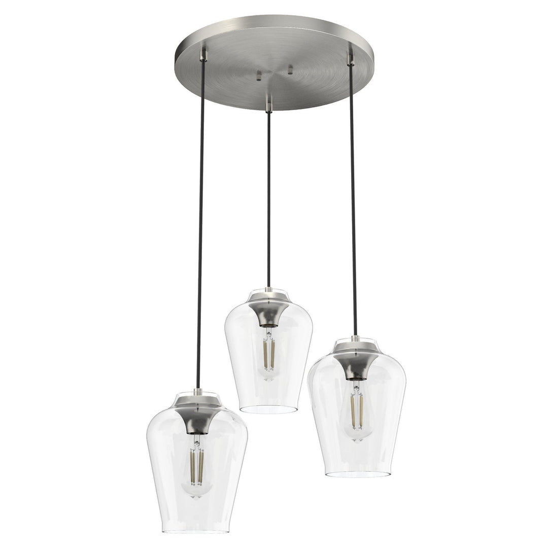 Vidria Three Light Cluster in Brushed Nickel