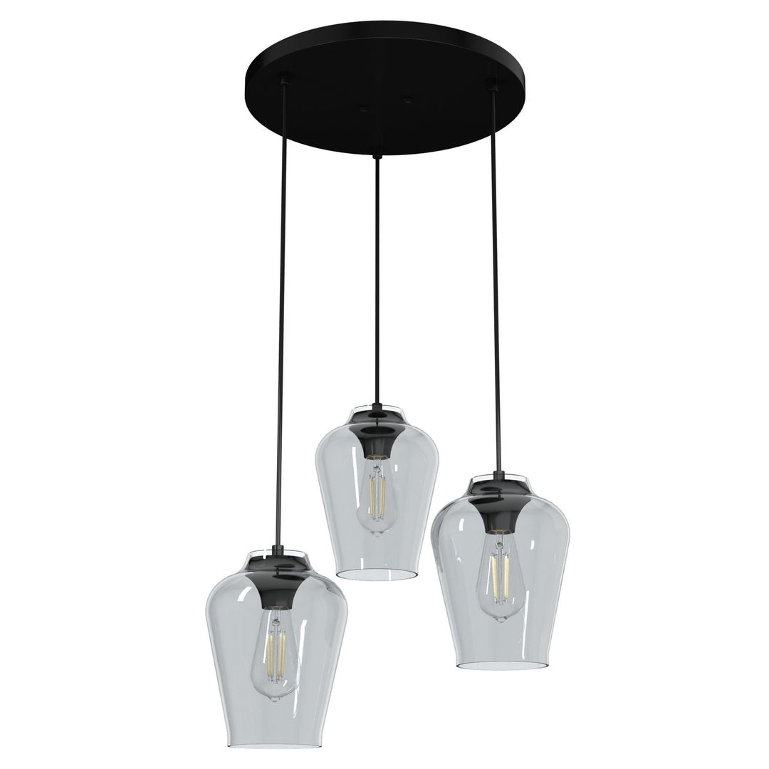 Vidria Three Light Cluster in Matte Black