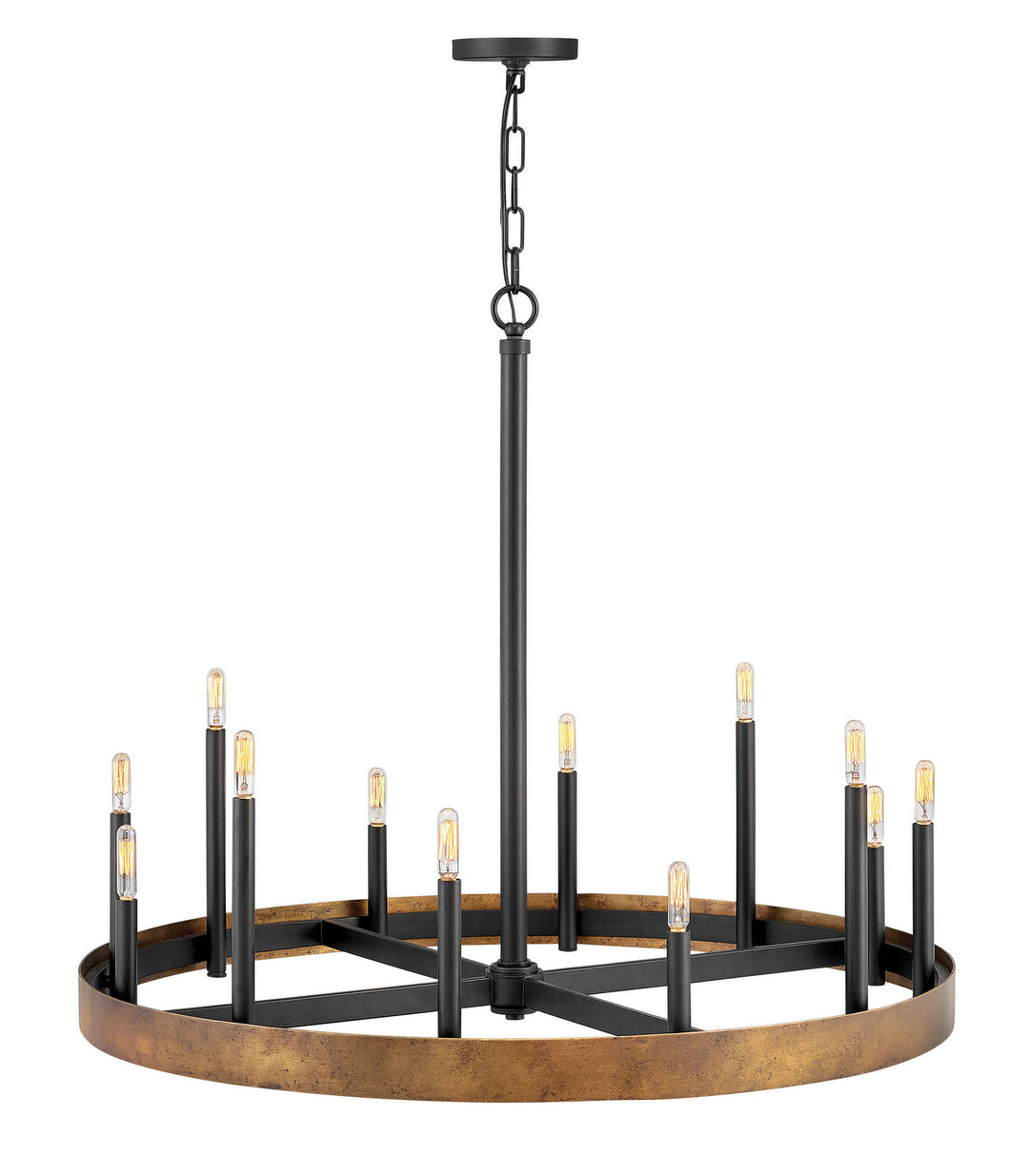 Wells LED Chandelier in Weathered Brass