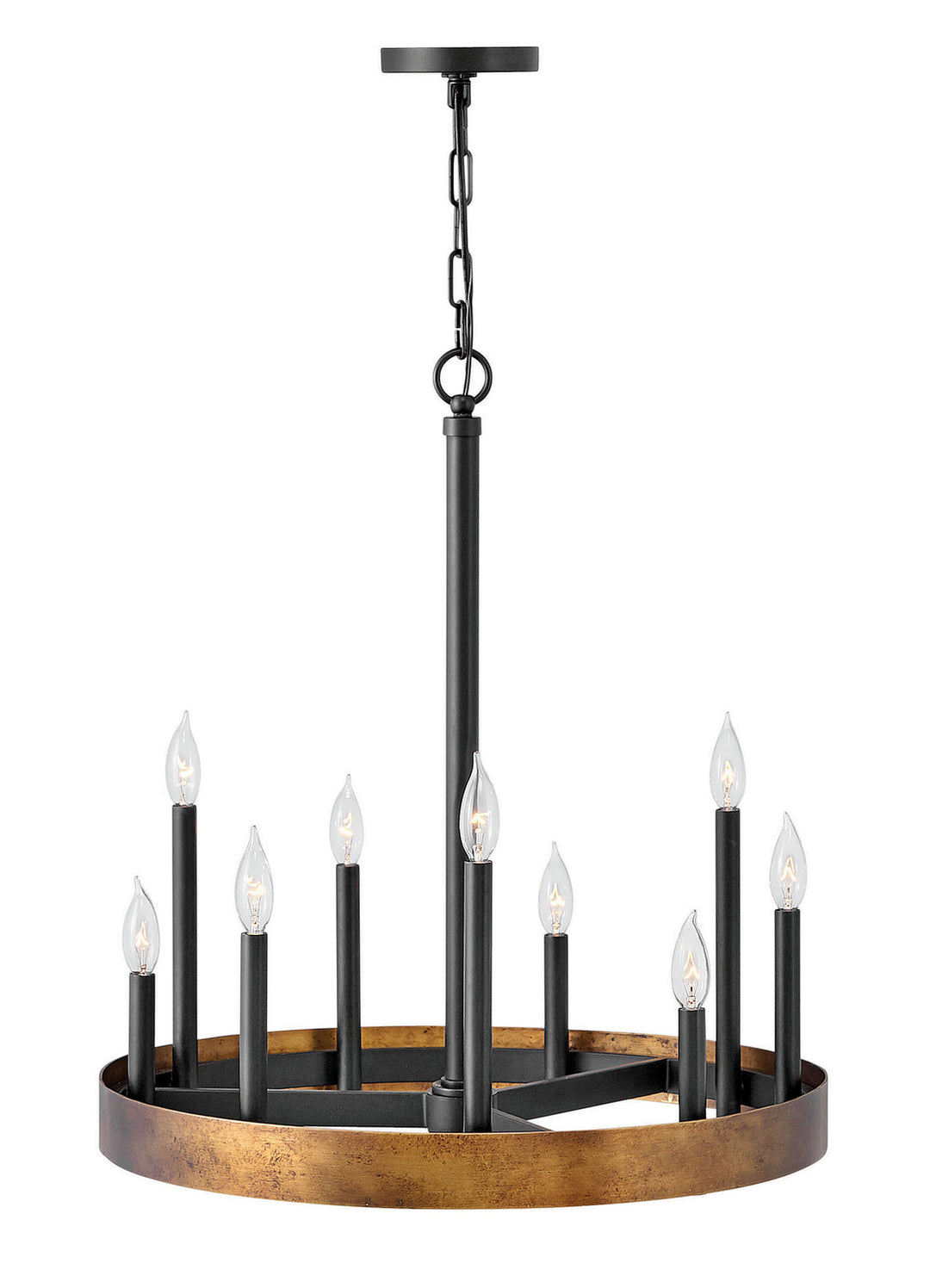 Wells LED Chandelier in Weathered Brass
