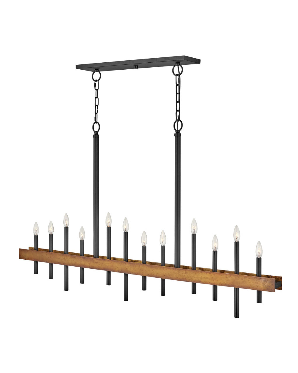 Wells LED Chandelier in Weathered Brass