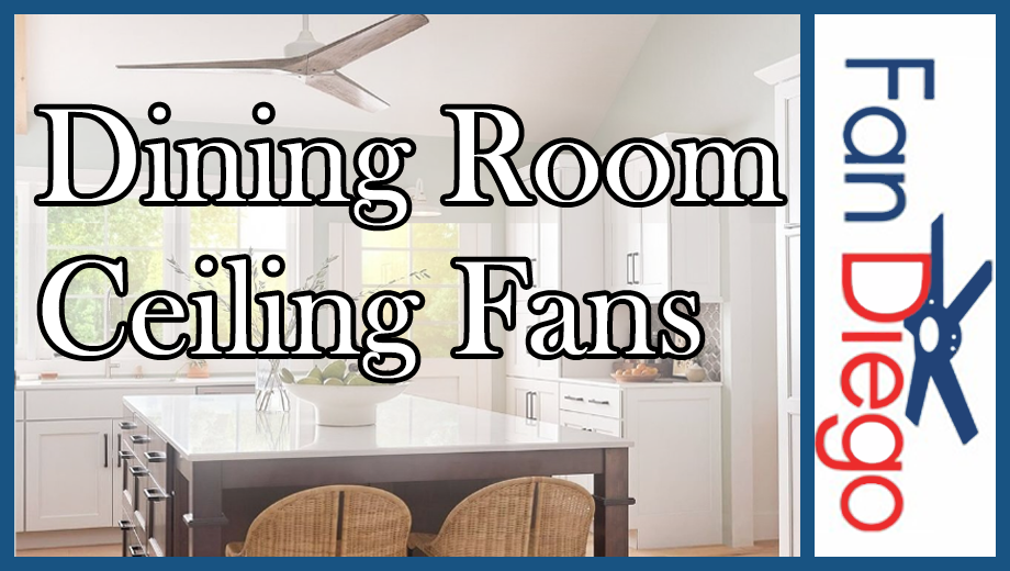 A dining room ceiling fan with the bright sun entering the room.