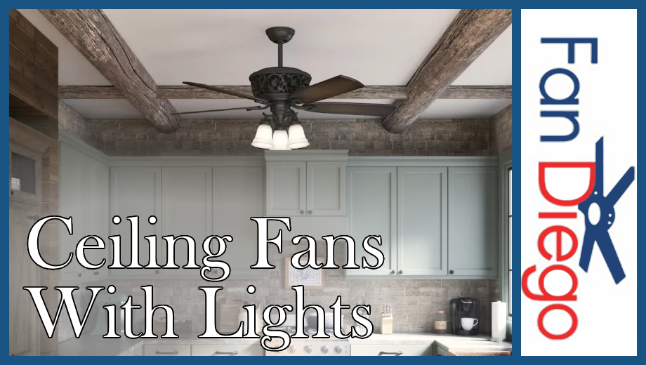 Wooden beamed roof with ceiling fan with lights