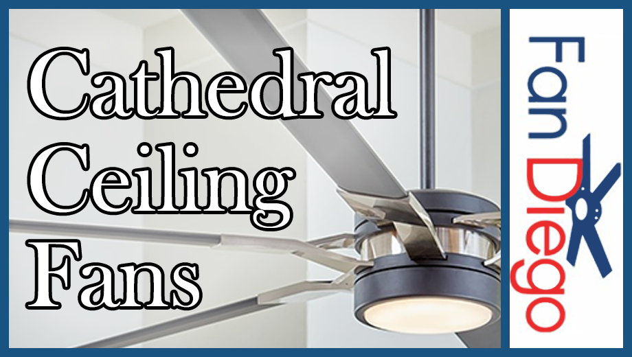 A cathedral ceiling fan hanging down from a cathedral styled ceiling.