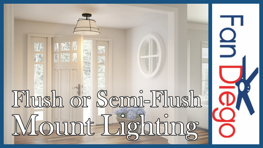 A semi-flush mount light being compared against a flush mount light.