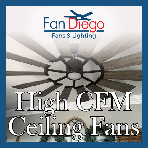 A high CFM ceiling fan in the living space of a FanDiego customer.