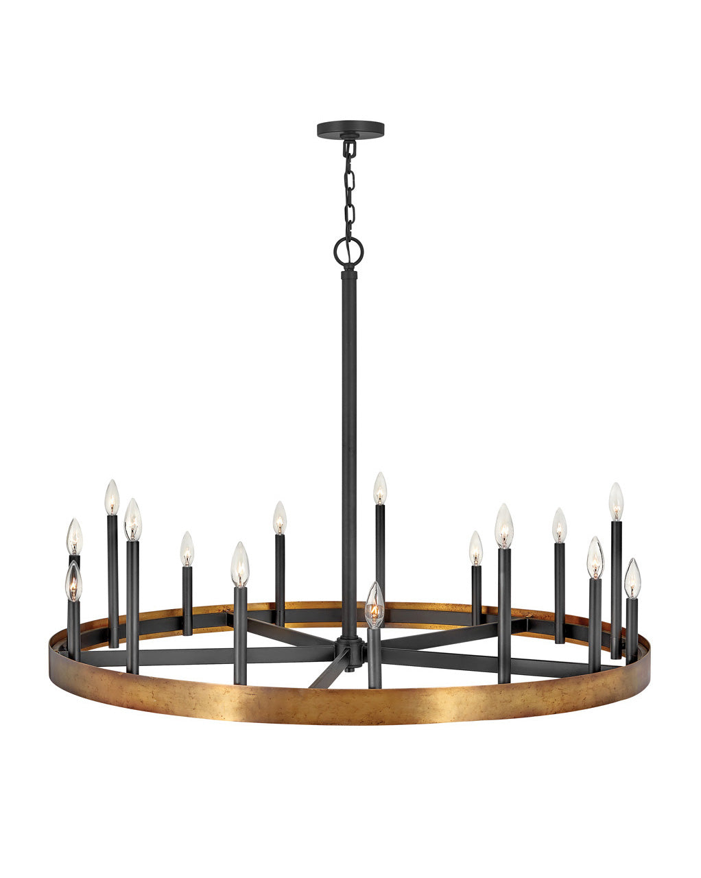 Wells LED Chandelier in Weathered Brass