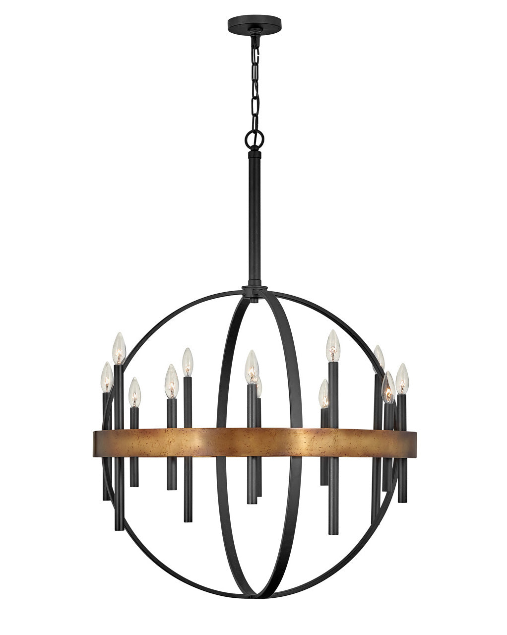 Wells LED Chandelier in Weathered Brass