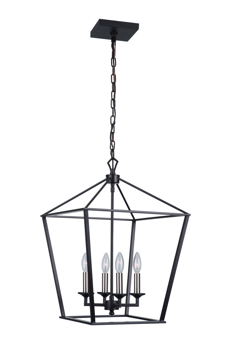 Flynt Four Light Foyer Pendant in Flat Black