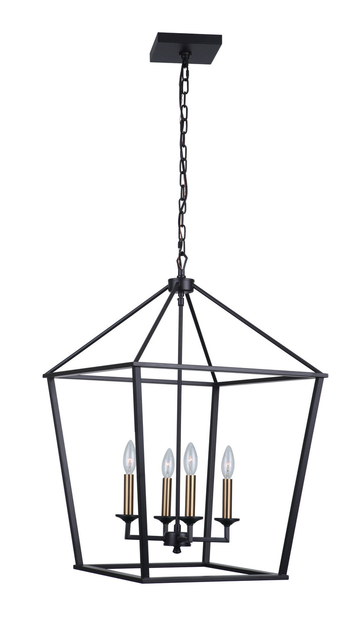 Flynt Four Light Foyer Pendant in Flat Black