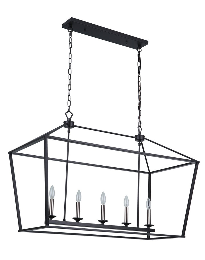 Flynt Five Light Island Pendant in Flat Black