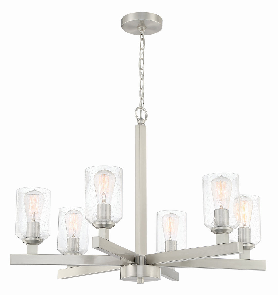 Chicago Six Light Chandelier in Brushed Polished Nickel