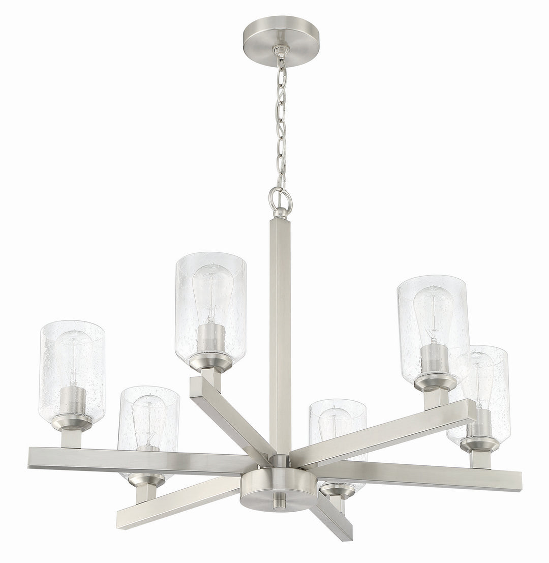 Chicago Six Light Chandelier in Brushed Polished Nickel