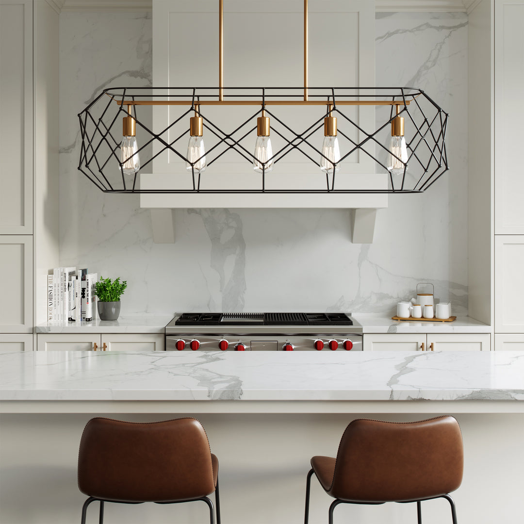 Visual Comfort Studio Five Light Linear Chandelier