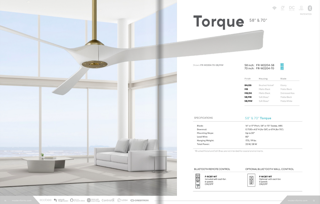 Modern Forms Fan Torque Outdoor DC Ceiling Fan with Remote