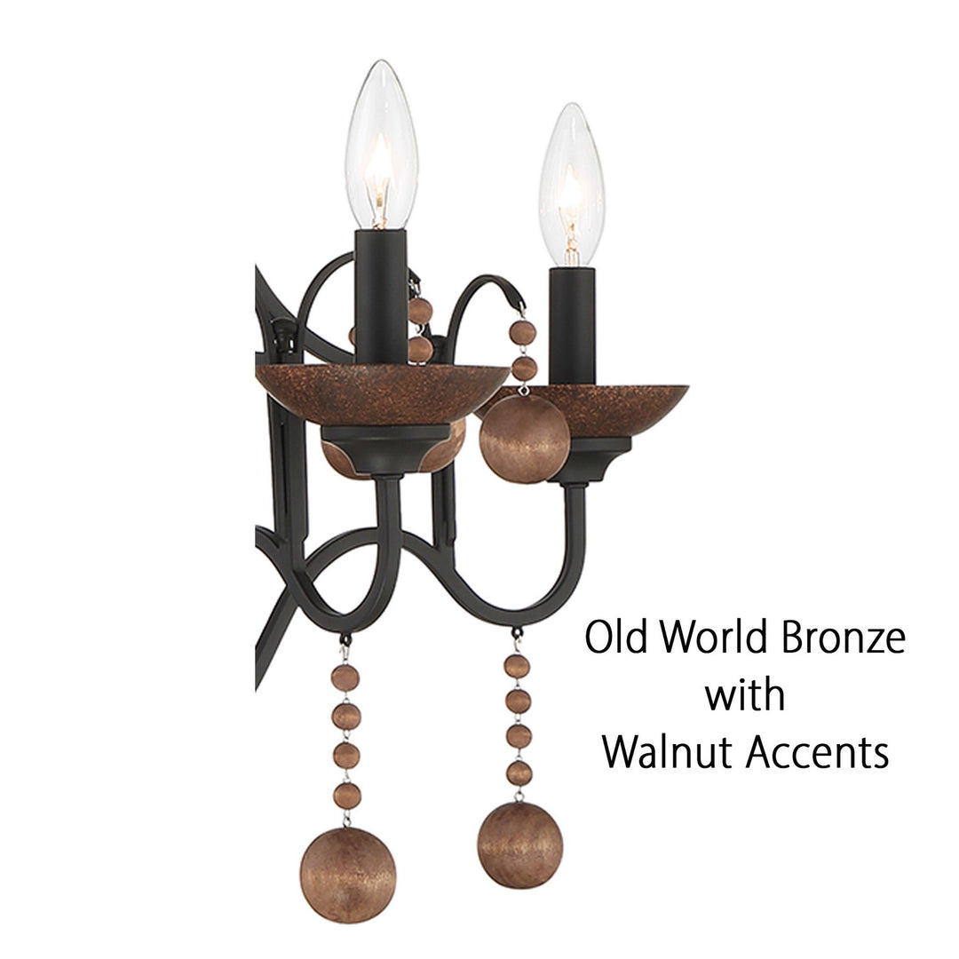 Minka Lavery Colonial Charm Five Light Chandelier in Old World Bronze with Walnut Acce