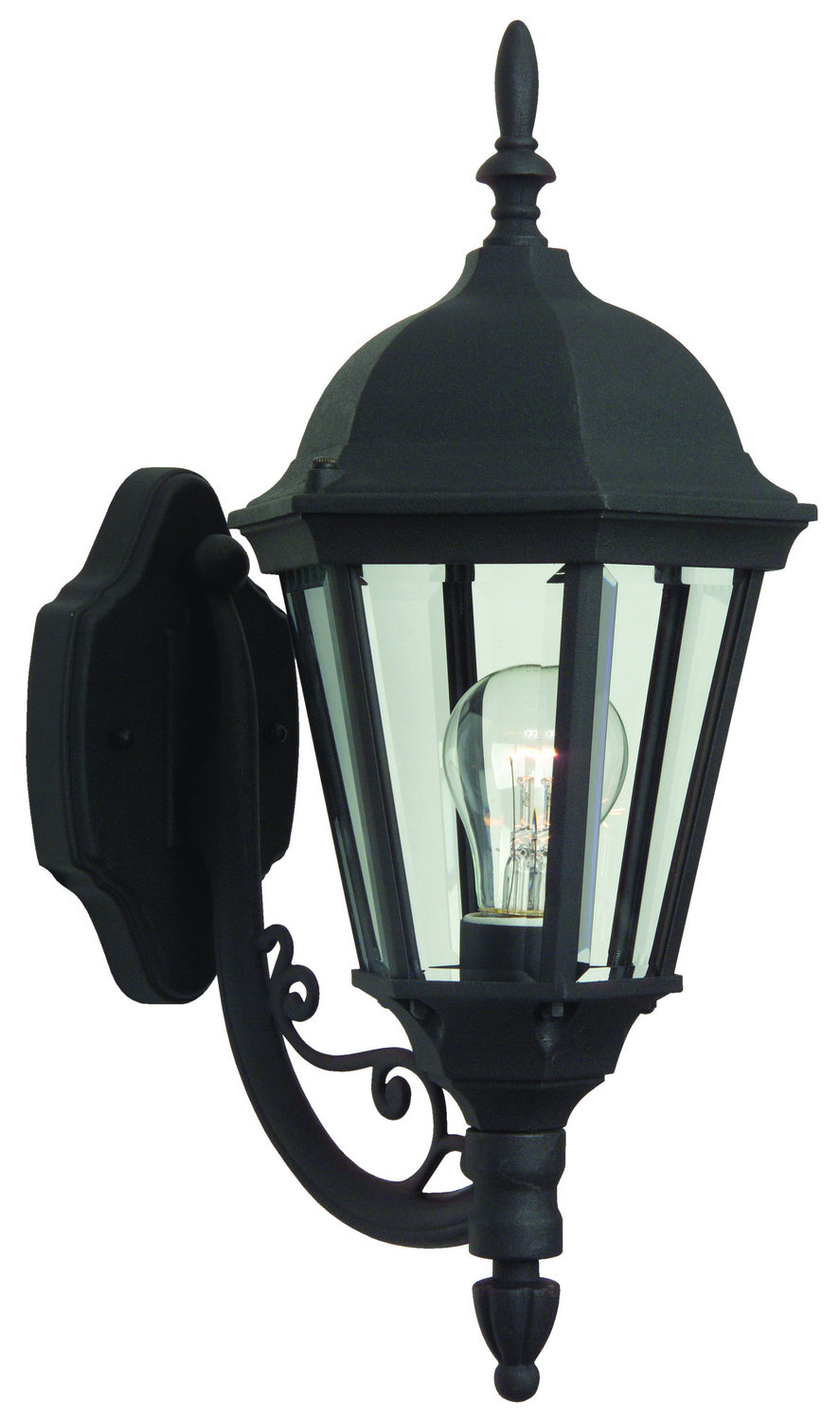 Leaded Straight Glass Cast One Light Wall Mount in Textured Black