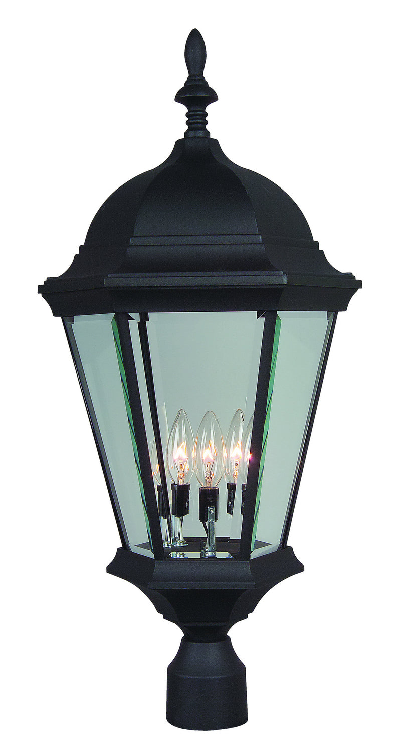 Straight Glass Cast Three Light Post Mount in Textured Black