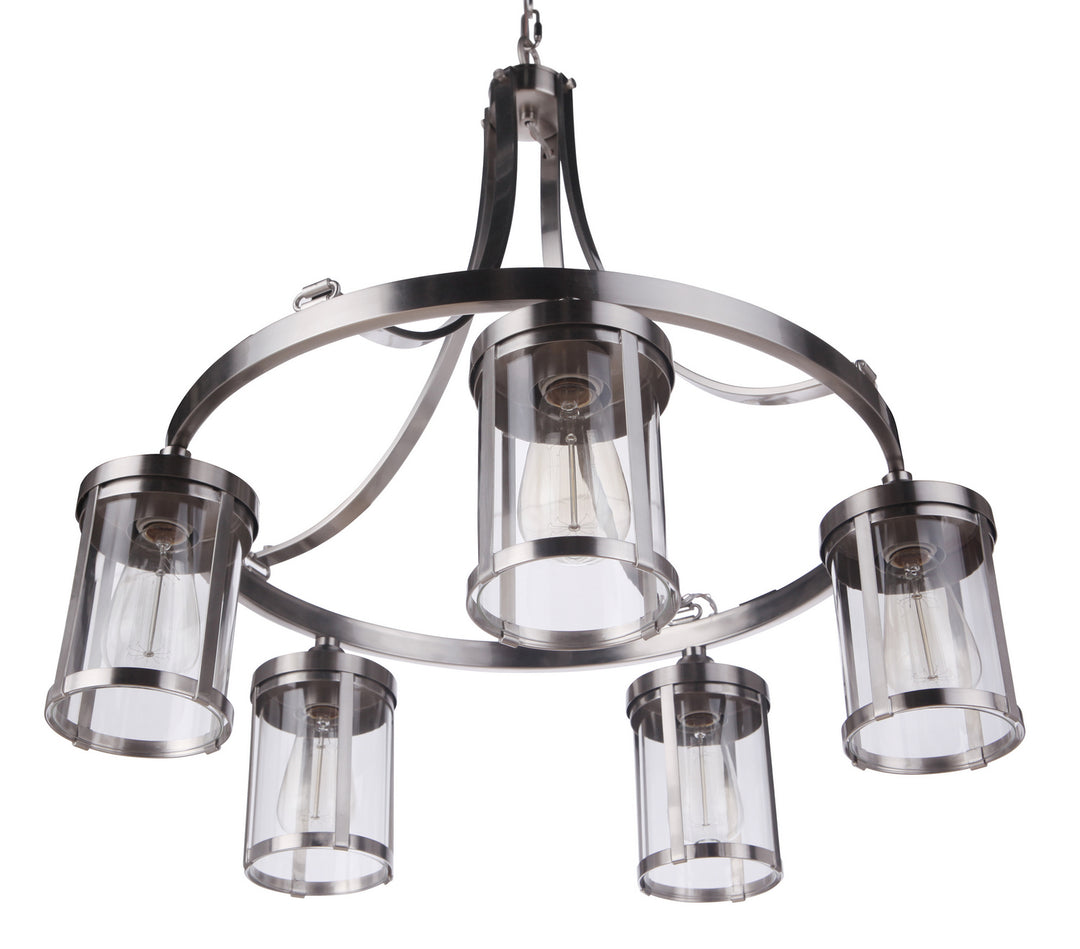 Elliot Five Light Chandelier in Brushed Polished Nickel