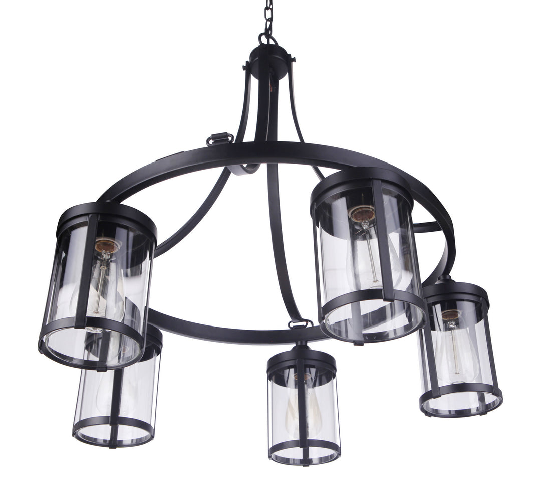 Elliot Five Light Chandelier in Flat Black