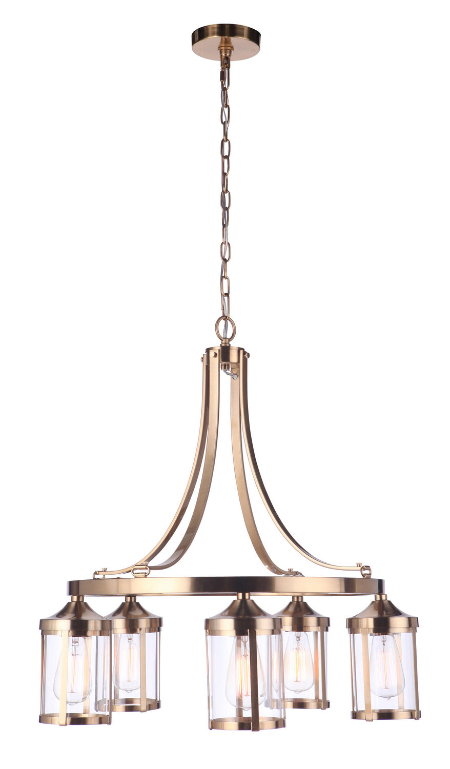 Elliot Five Light Chandelier in Satin Brass