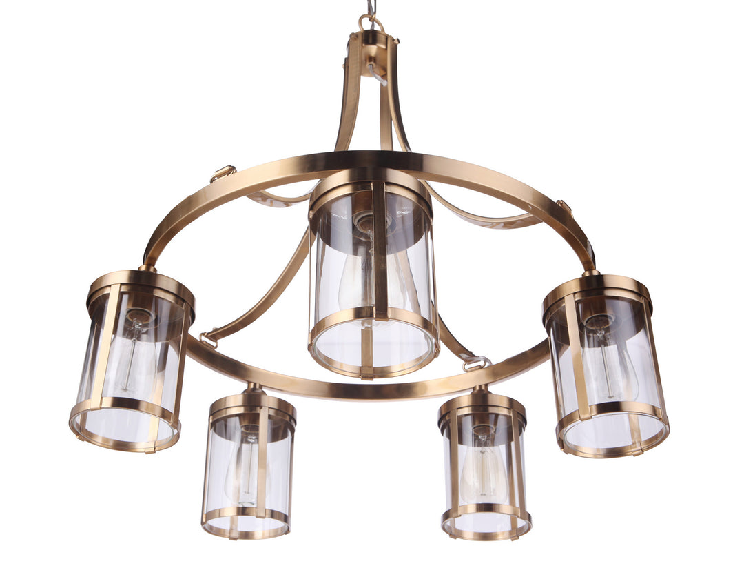 Elliot Five Light Chandelier in Satin Brass