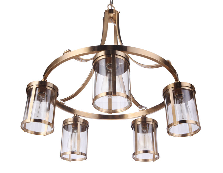 Elliot Five Light Chandelier in Satin Brass