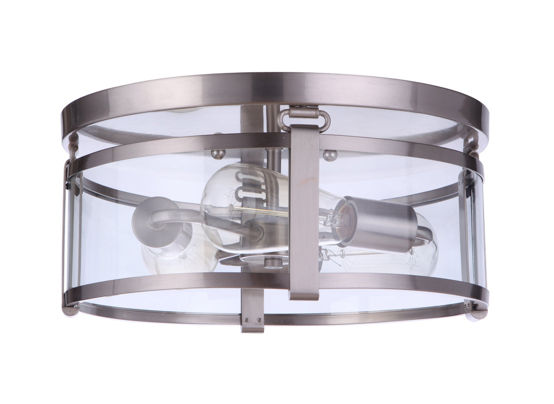 Elliot Three Light Flushmount in Brushed Polished Nickel