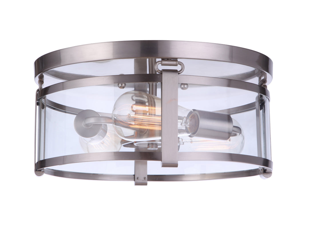 Elliot Three Light Flushmount in Brushed Polished Nickel