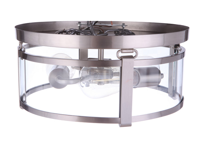 Elliot Three Light Flushmount in Brushed Polished Nickel