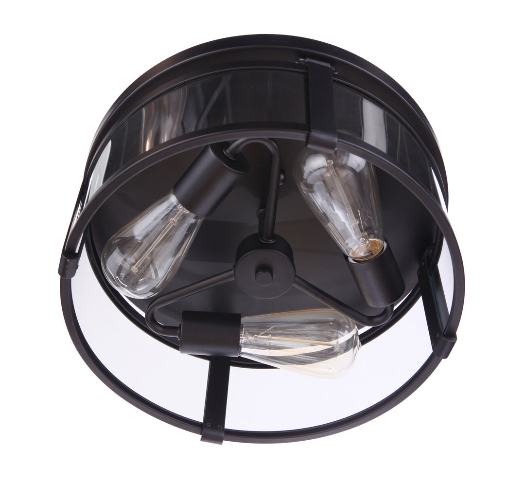 Elliot Three Light Flushmount in Flat Black