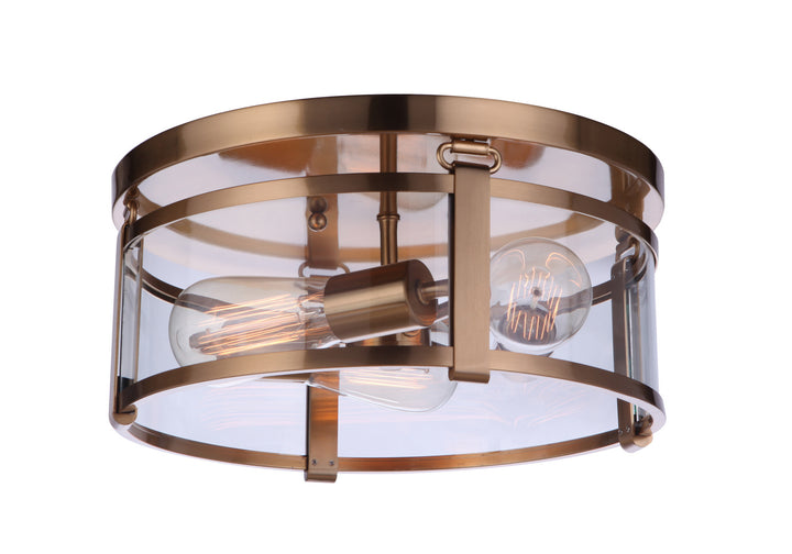 Elliot Three Light Flushmount in Satin Brass