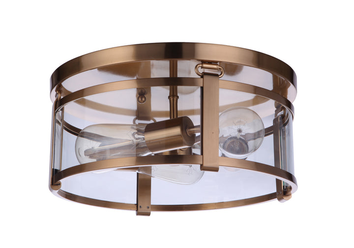 Elliot Three Light Flushmount in Satin Brass