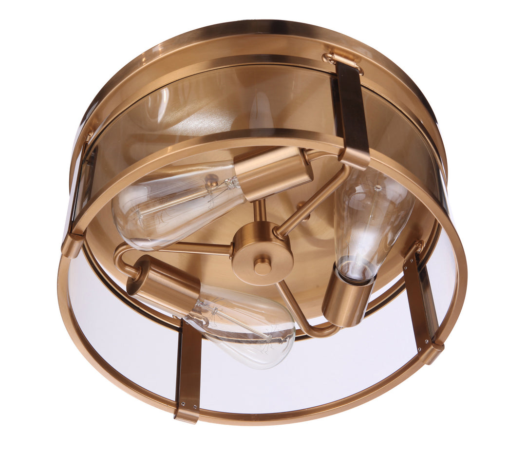 Elliot Three Light Flushmount in Satin Brass