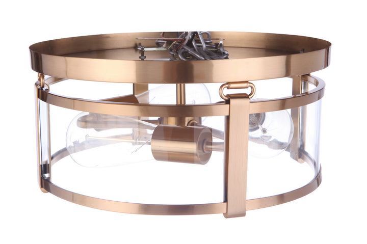 Elliot Three Light Flushmount in Satin Brass