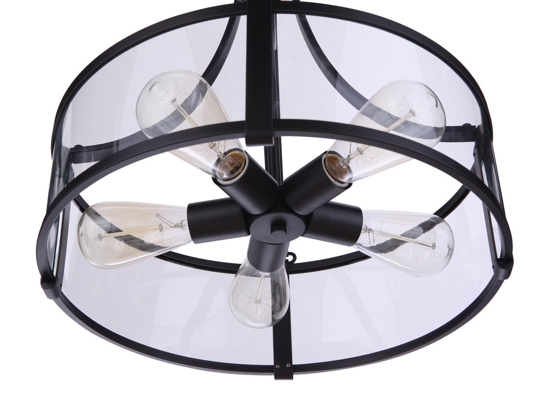 Elliot Five Light Pendant in Flat Black