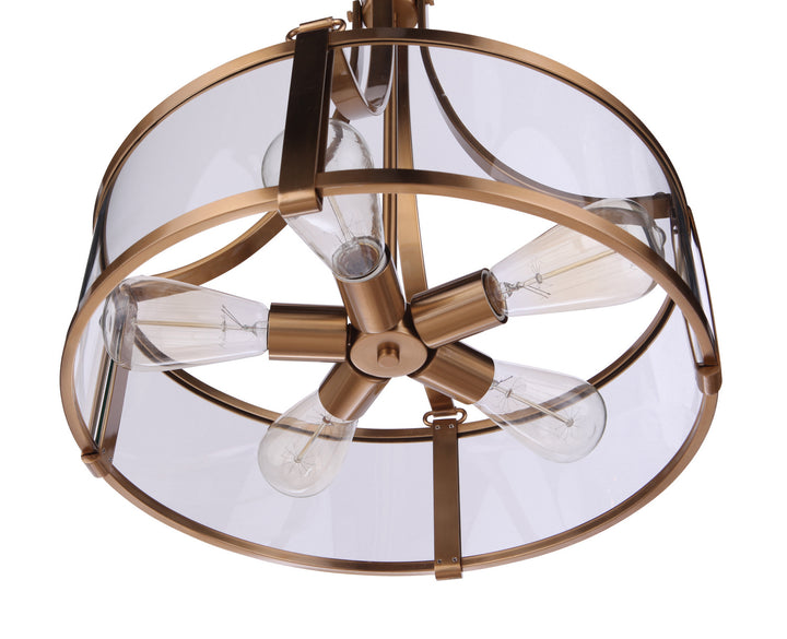 Elliot Five Light Pendant in Satin Brass