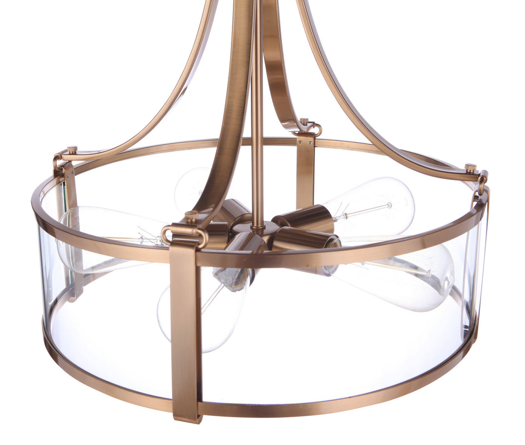 Elliot Five Light Pendant in Satin Brass